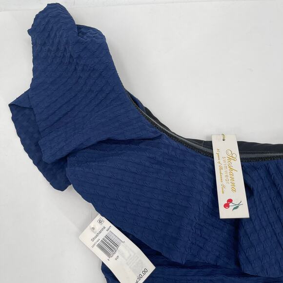 SHOSHANNA Swimsuit Size 4 One Piece Navy One Shoulder Ruffle Textured NWT Swim - Picture 9 of 16